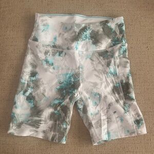 Calvin Klein White and Gray Tie-Dye Bike Shorts